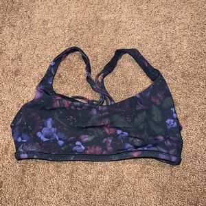 Lululemon black/ flowers  sports bra size 6